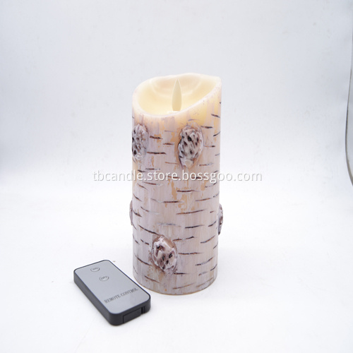 Flameless indoor wax birch bark LED Candle